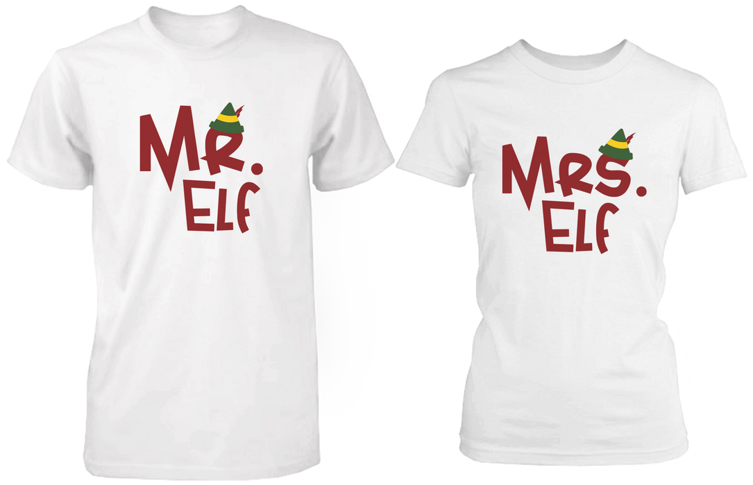 MR ELF & MRS ELF WHITE MATCHING COUPLE SHIRTS (SET)