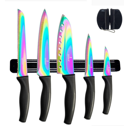 5 Piece Colorful Kitchen Knife Set With magnetic Wall Hanger
