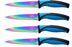 Stainless steel color coated blade kitchen knives with blue handle