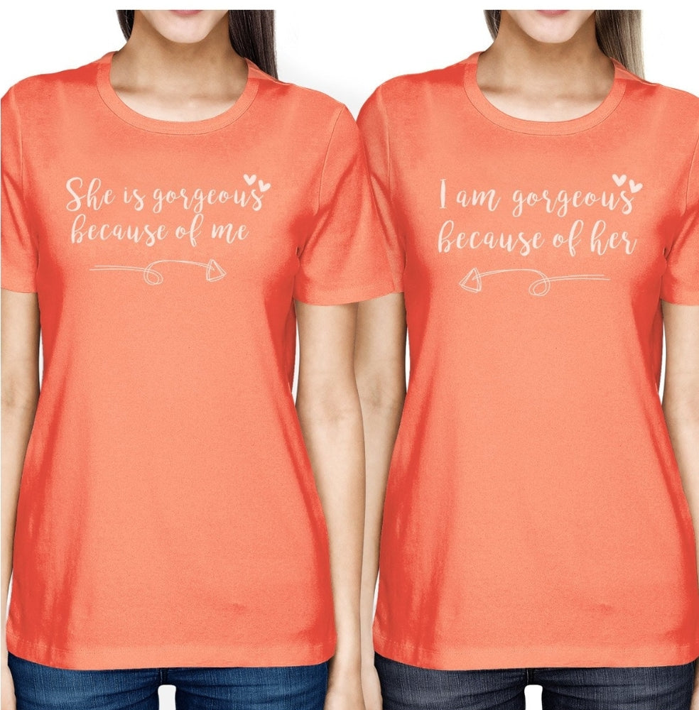 She is gorgeous Peach Women's Matching T-Shirts for Mother's day