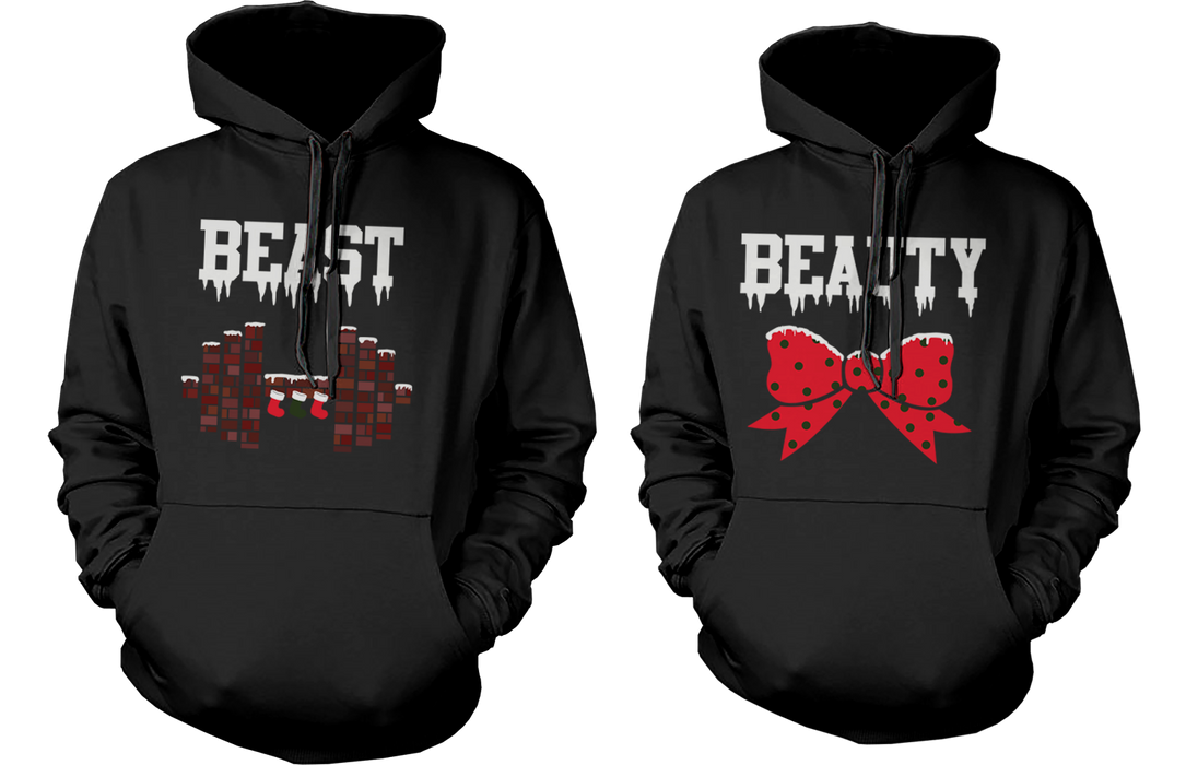 BEAUTY AND BEAST WINTER EDITION MATCHING OUTFIT CUTE X-MAS COUPLE HOODIES