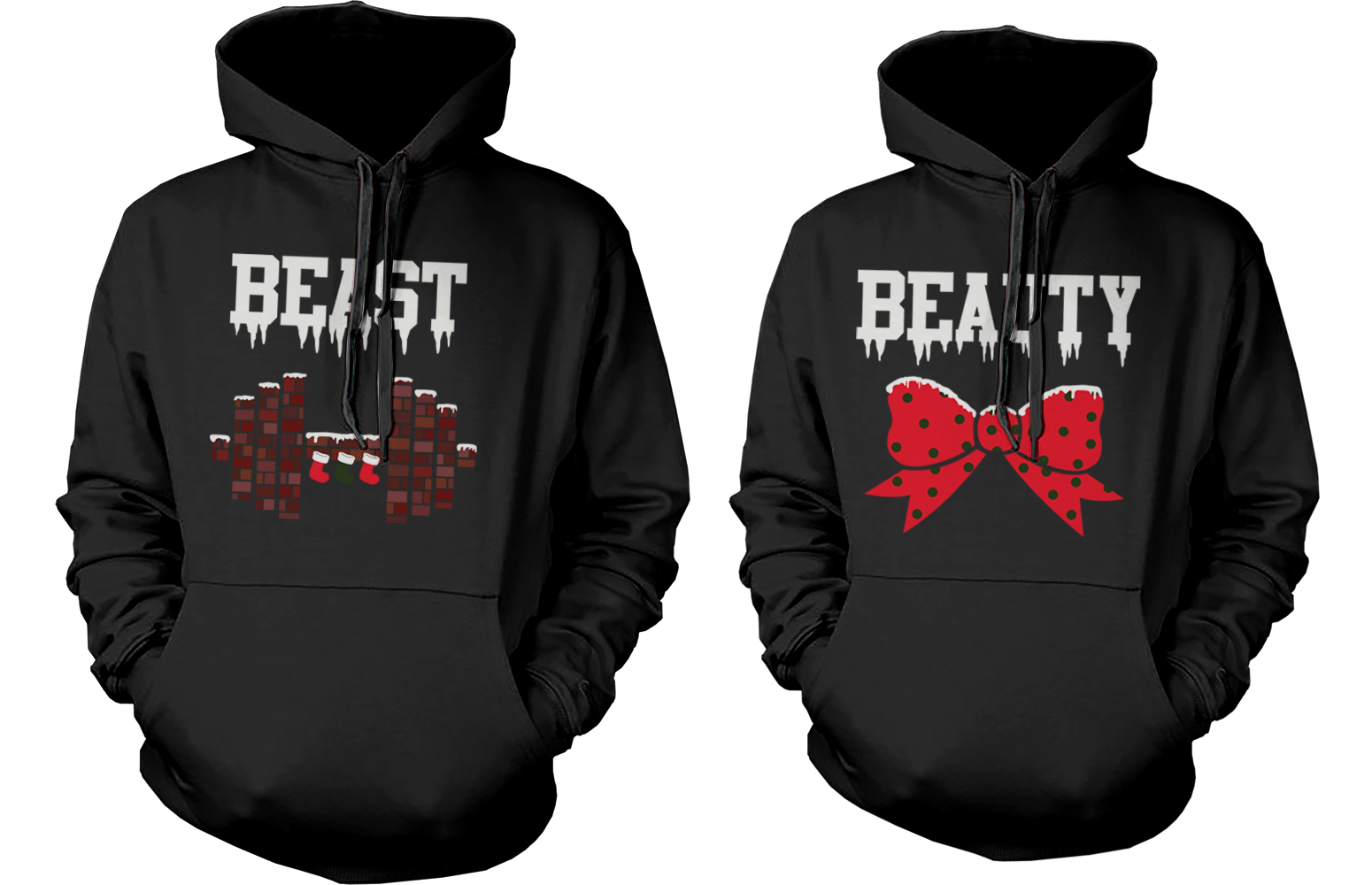 BEAUTY AND BEAST WINTER EDITION MATCHING OUTFIT CUTE X-MAS COUPLE HOODIES