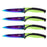 5 Green Handle Color Coated Stainless Steel Steak Kitchen Knives