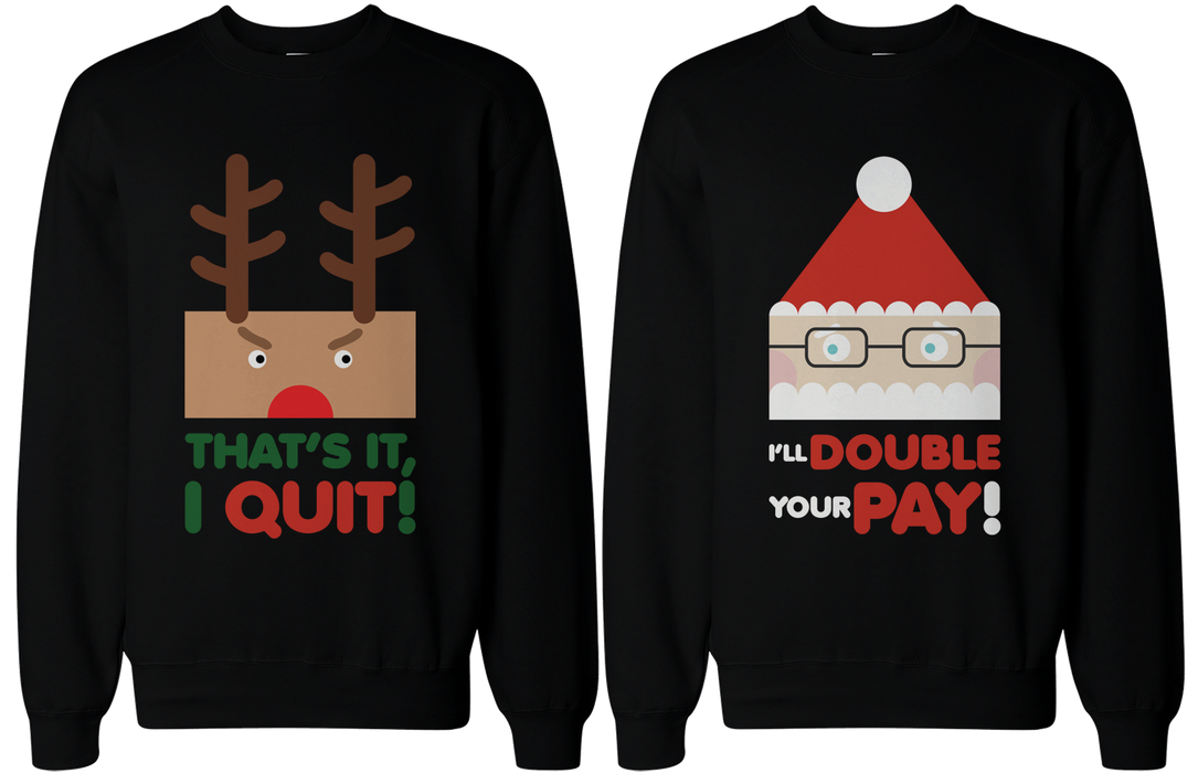 Rudolph and Santa Couple SweatShirts Funny Sweaters for Christmas Gift