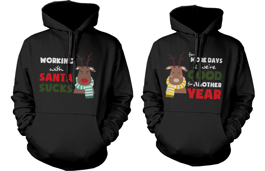MR AND MRS RUDOLPH COUPLE MATCHING OUTFIT CUTE X-MAS COUPLE HOODIES