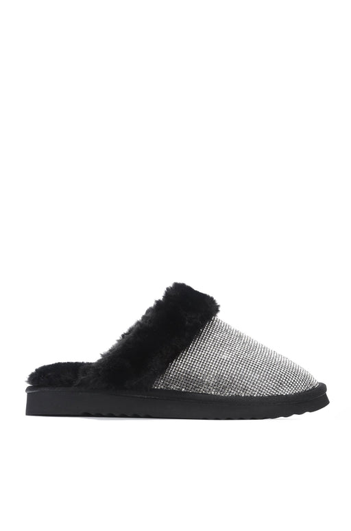 HOLIDAY FUZZY MOMENT SLIPPERS-BLACK