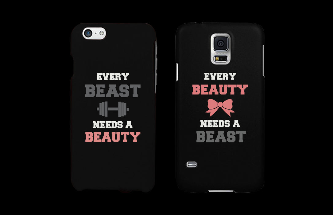 Every Beauty and Beast Black Matching Couple Phone Cases Gift cofr Couples