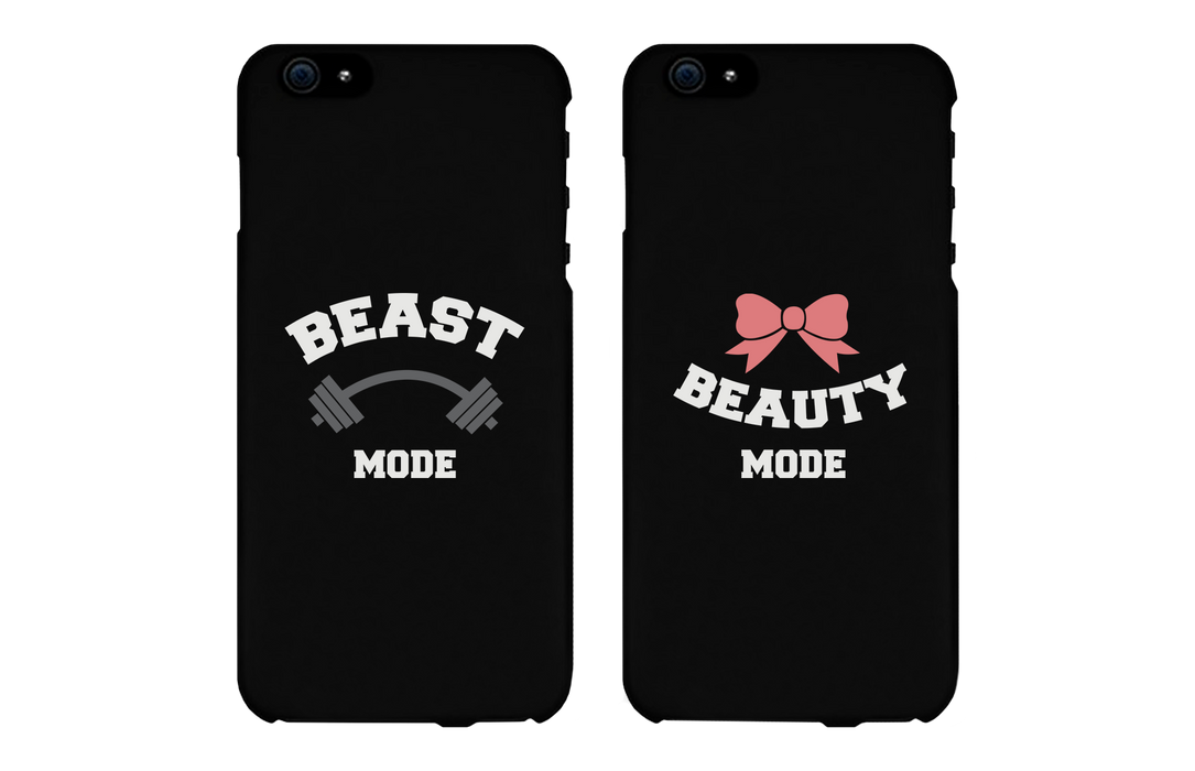 Beast Mode and Beauty Mode Black Matching Couple Phone Cases