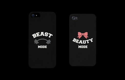 Beast Mode and Beauty Mode Black Matching Couple Phone Cases
