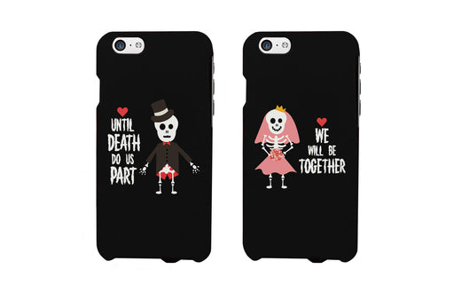 Skeleton Wedding Black Matching Couple Phone Cases Halloween Gifts