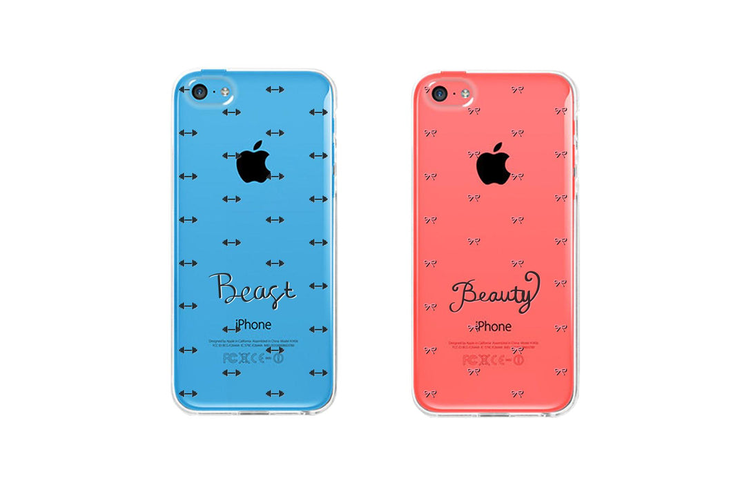 Beauty and Beast Patterned Matching Clear Phone Cases (Set)