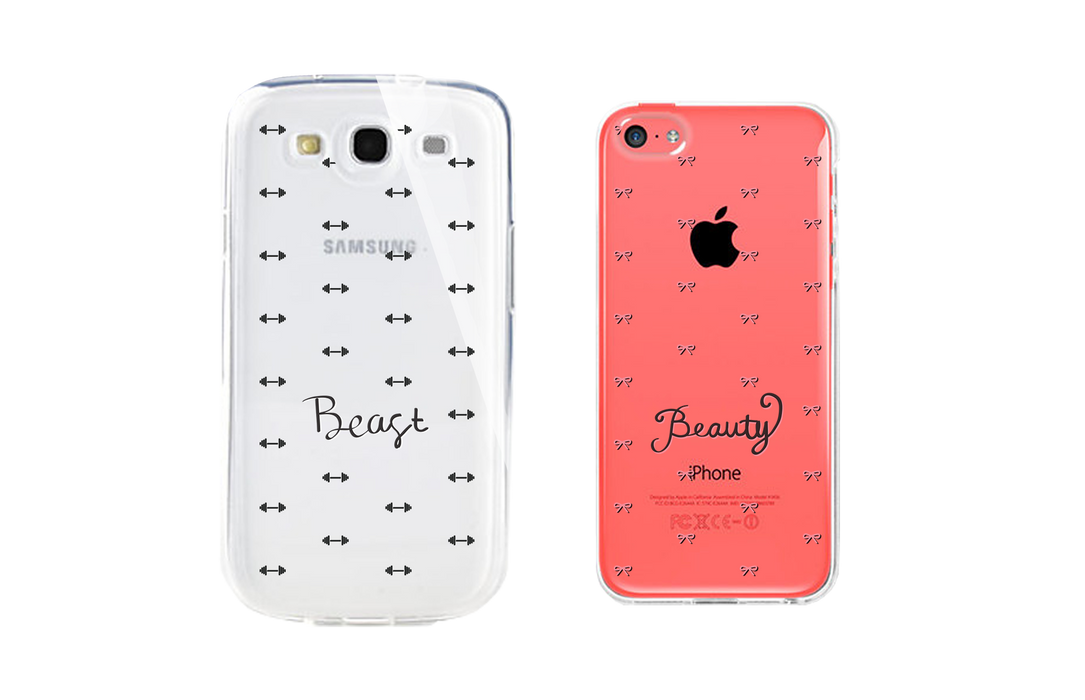 Beauty and Beast Clear Matching Couple Phone Cases Gift for Couples