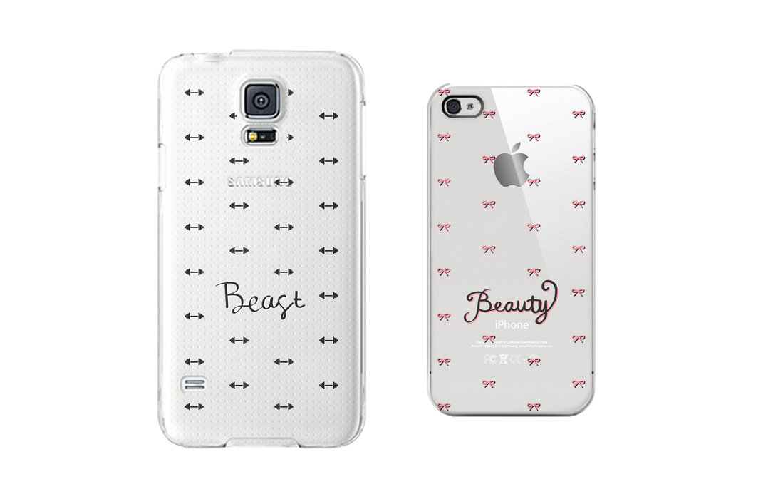 Beauty and Beast Clear Matching Couple Phone Cases Gift for Couples