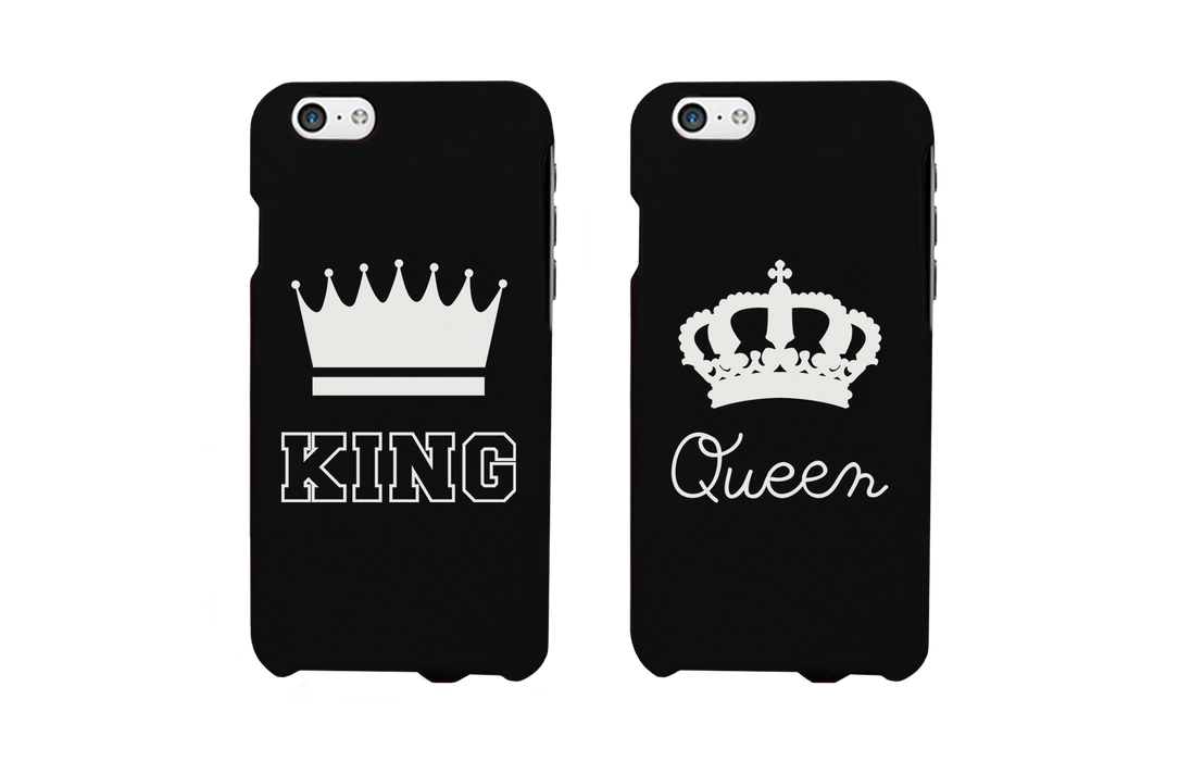 King and Queen Crown Matching Couple Phone Cases Gift for Couples