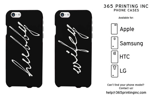 Hubby and Wifey Cursive Black Matching Couple Phone Cases Anniversary Gift