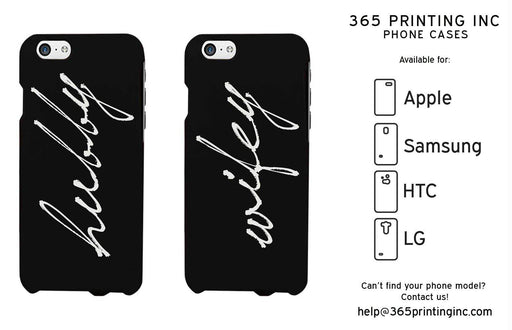 Hubby and Wifey Cursive Black Matching Couple Phone Cases Anniversary Gift