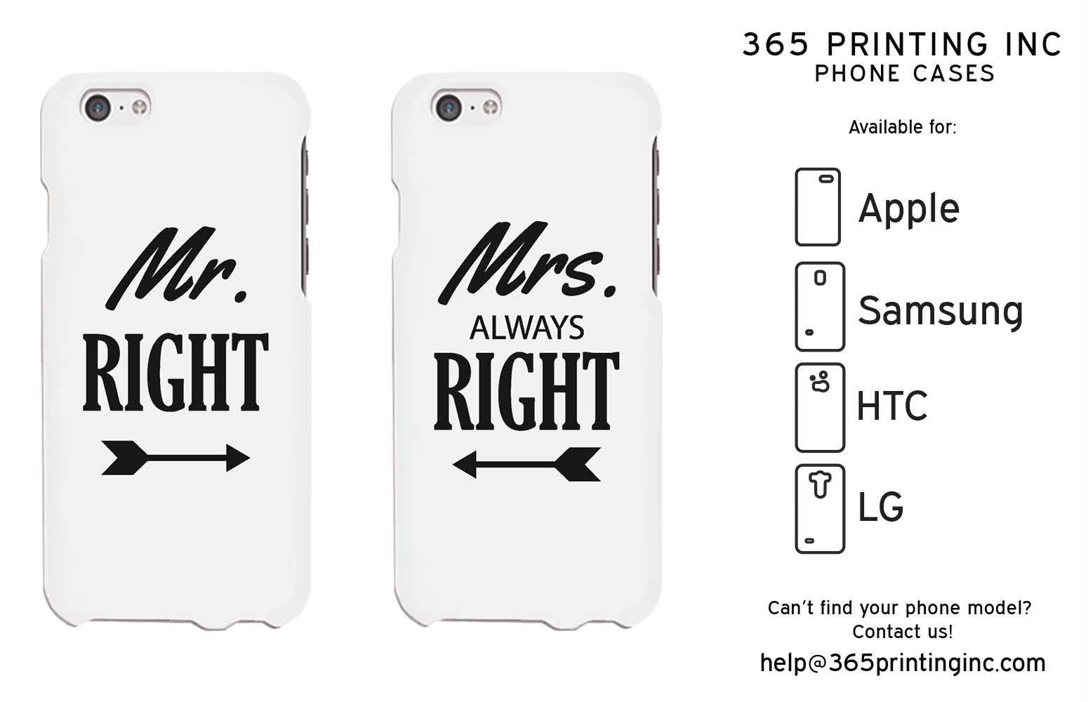 Mr Right And Mrs Always Right White Phone Case for iPhone, Galaxy S, One M8, G3