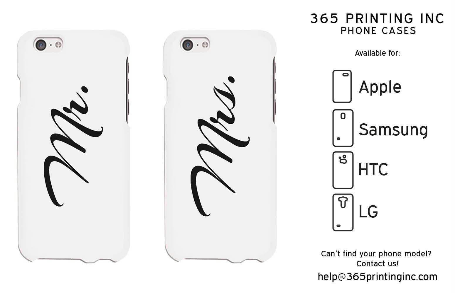 Mr and Mrs Cursive Writing White Phone Case for iPhone, Galaxy S, One M8, G3