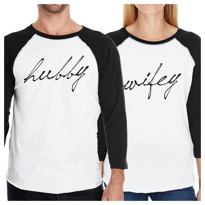Hubby Wifey Matching Couples Baseball Shirts Cute Honeymoon Gifts