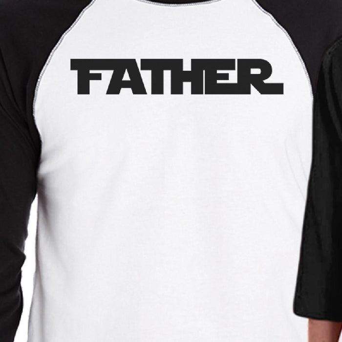 Father Son Star Battle Theme Dad and Kid Matching Black And White Baseball Shirts