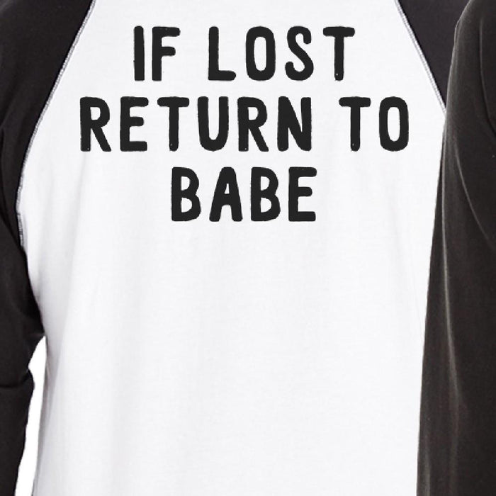 If Lost Return To Babe And I Am Babe Matching Couple Black And White Baseball Shirts