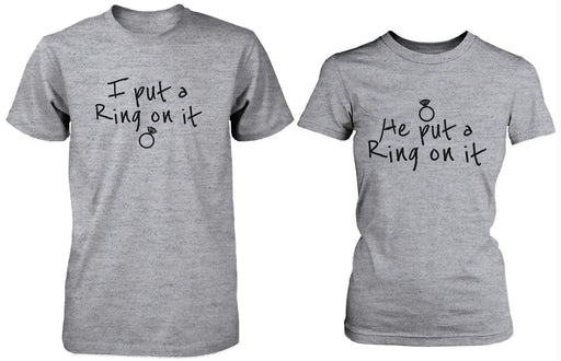 Ring On It Couple Tees His and Hers Wedding Shirt Set Engagement Matching T-shirt