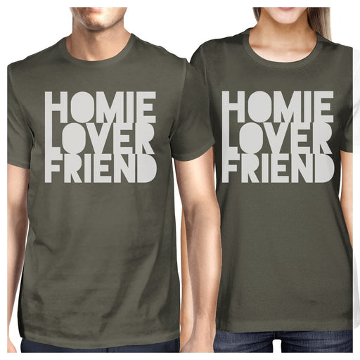 Homie Lover Friend Matching Couple Dark Grey Shirts