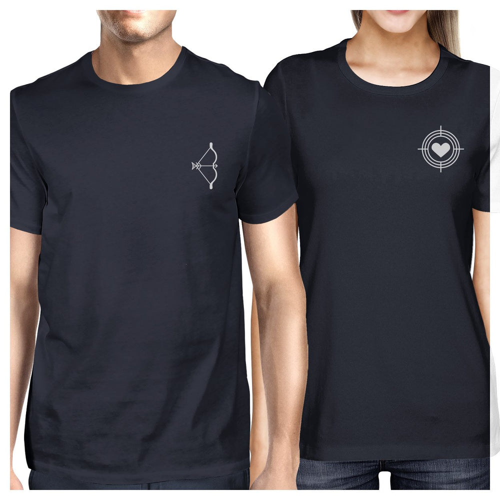 Bow And Arrow To Heart Target Matching Couple Navy Shirts