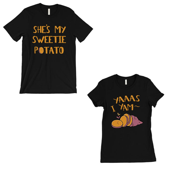 Sweet Potato Yam Matching Couple Gift Shirts Black For Anniversary