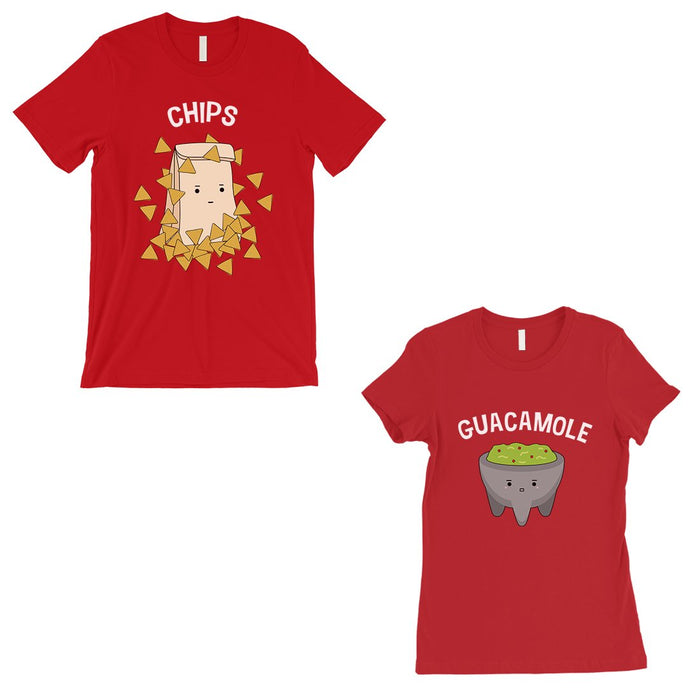 Chips & Guacamole Matching Couple Gift Shirts Red For Honeymoon