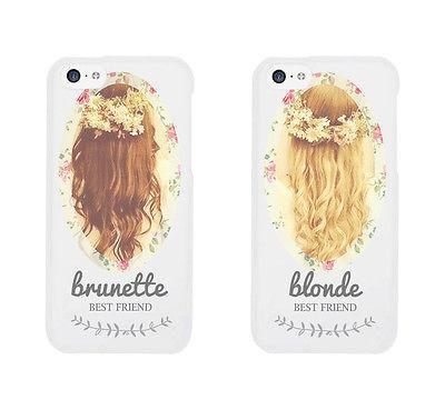 Floral Blonde Brunette Cute BFF Matching Phone Cases For Best Friends