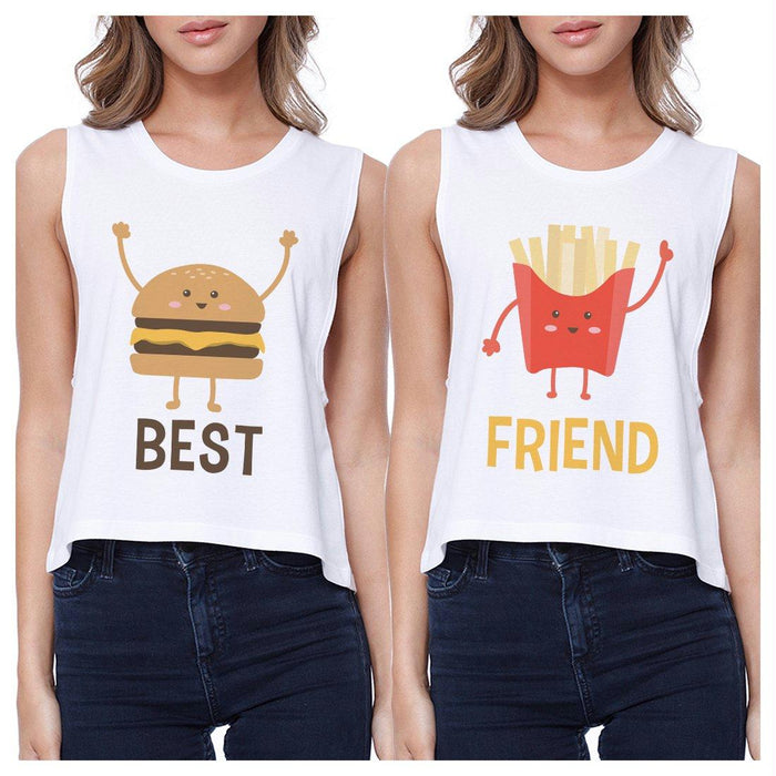 Hamburger And Fries BFF Matching Crop Top Womens Graphic Tanks