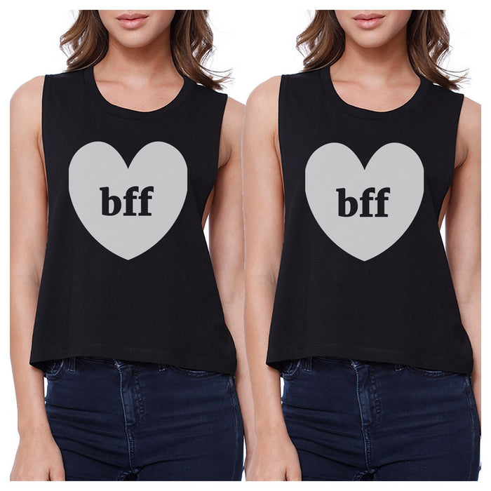 Bff Hearts BFF Matching Black Crop Tops