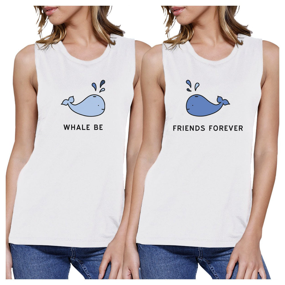 Whale Be Friend Forever BFF Matching White Summer Muscle Tops