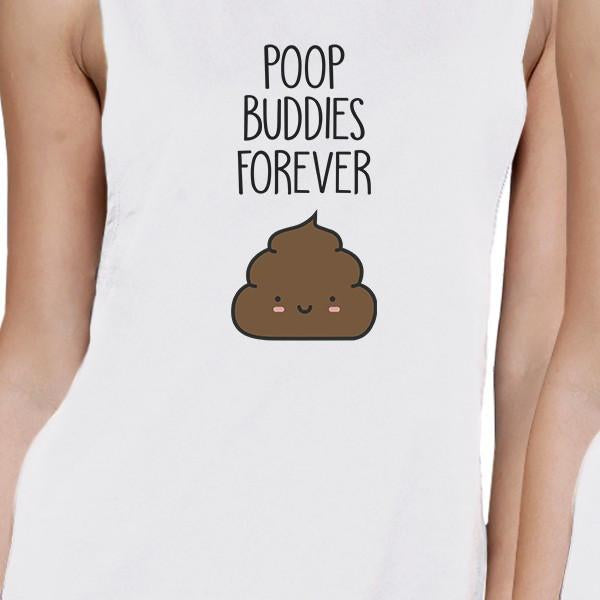Poop Buddies BFF Matching White Muscle Tops