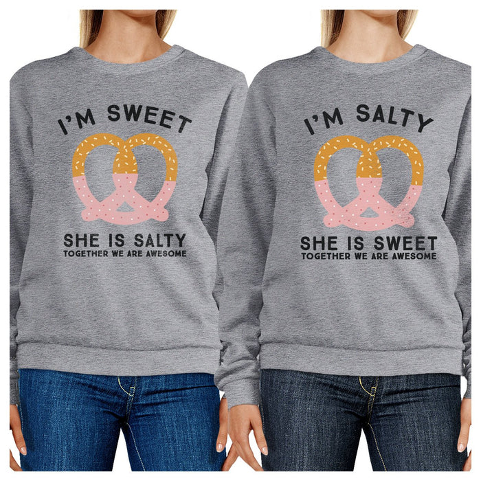 Sweet And Salty BFF Matching Grey Sweatshirts