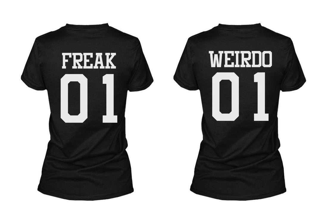 Freak 01 Weirdo 01 Matching Best Friends T Shirts BFF Tees For Two Girls Friends