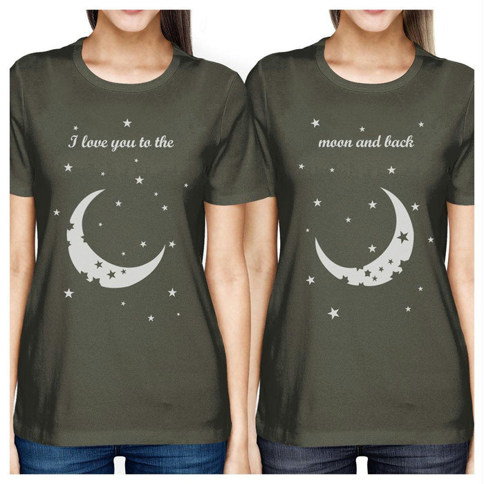 Moon And Back BFF Matching Shirts Womens Cool Grey Birthday Gifts