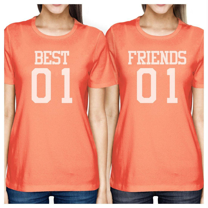 Best01 Friends01 BFF Matching Peach T-Shirts