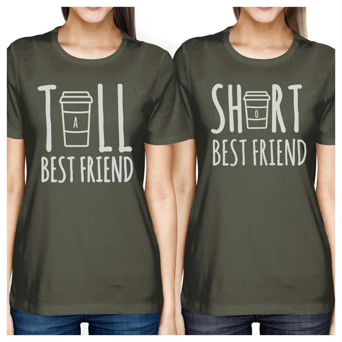 Tall Short Cup BFF Matching Shirts Womens Cool Grey Crewneck Tee