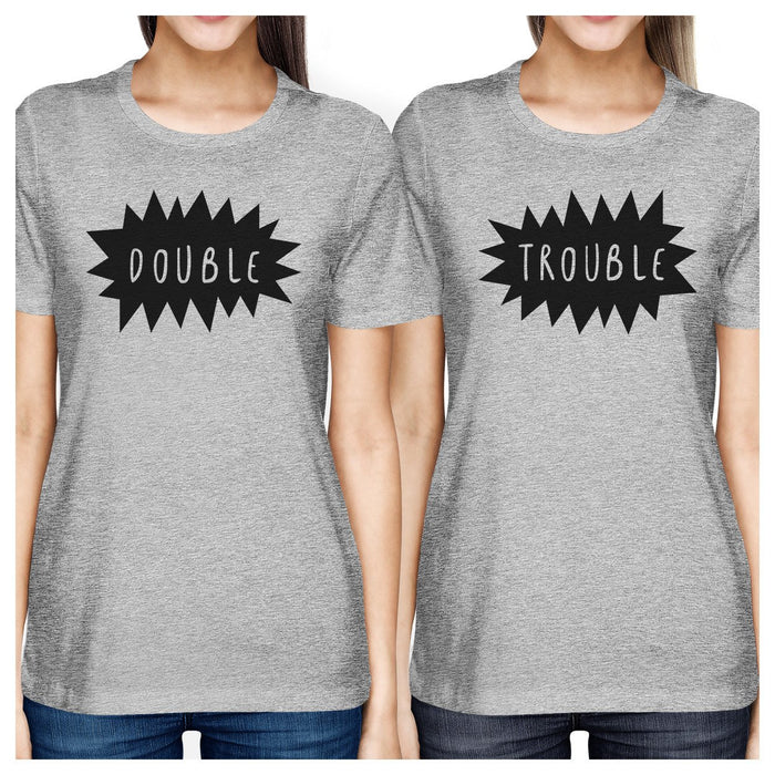 Double Trouble BFF Matching Grey Shirts