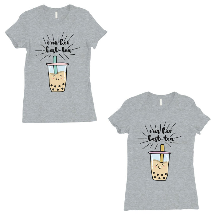 Boba Milk Best-Tea Cute BFF Matching Shirts Womens Grey T-Shirt