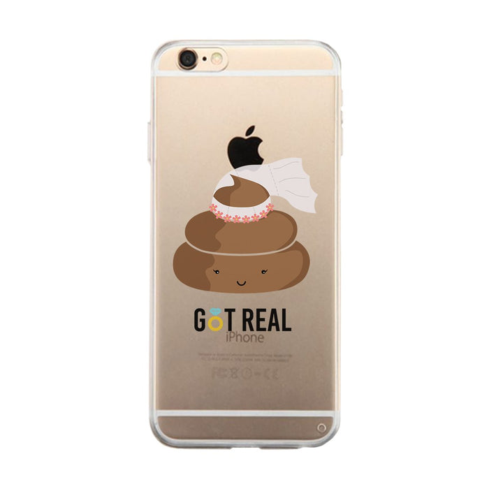 Poop Shit Just & Got Real Couples Matching Clear Phone Case