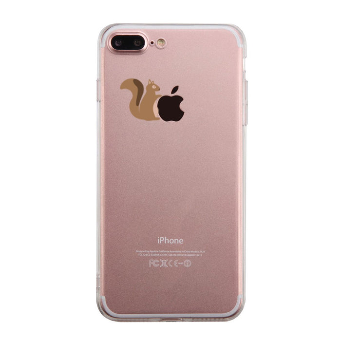 Squirrel Holding Apple Phone Case Cute Clear Phonecase