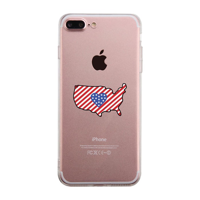 USA Map American Flag Clear Phone Case