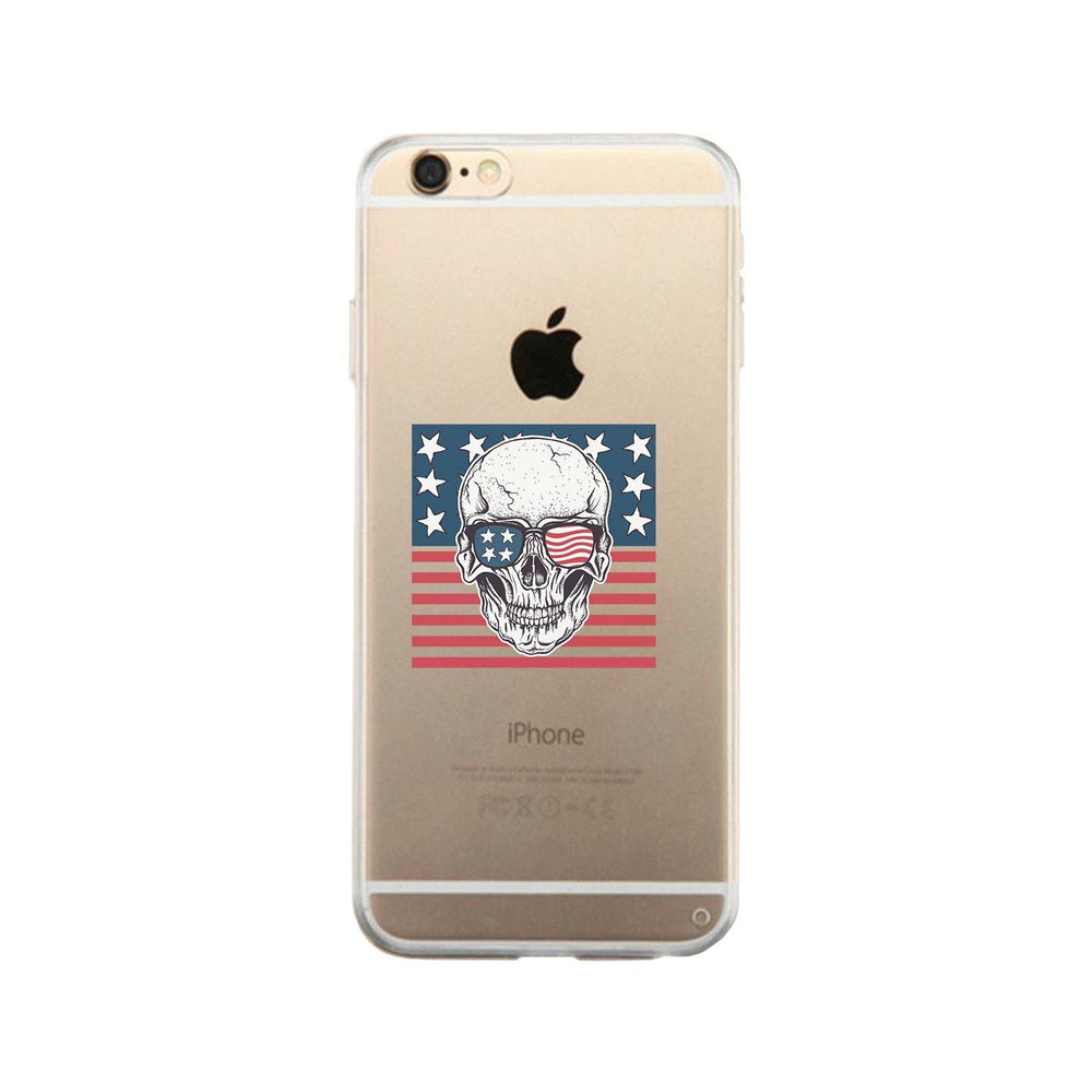 Skull American Flag Clear Phone Case