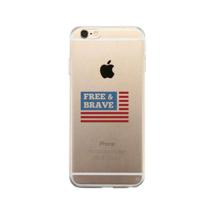 Free & Brave Us Flag Clear Phone Case
