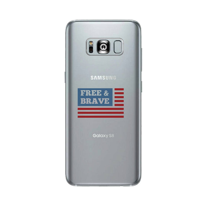 Free & Brave Us Flag Clear Phone Case