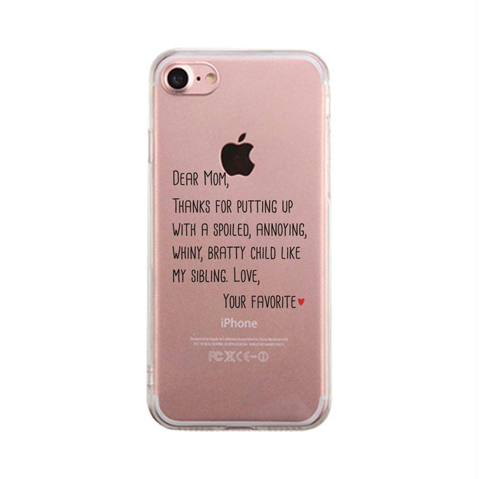 Dear Mom Clear Case Cute Moms Gifts For Mothers Day Ultra Slim Fit