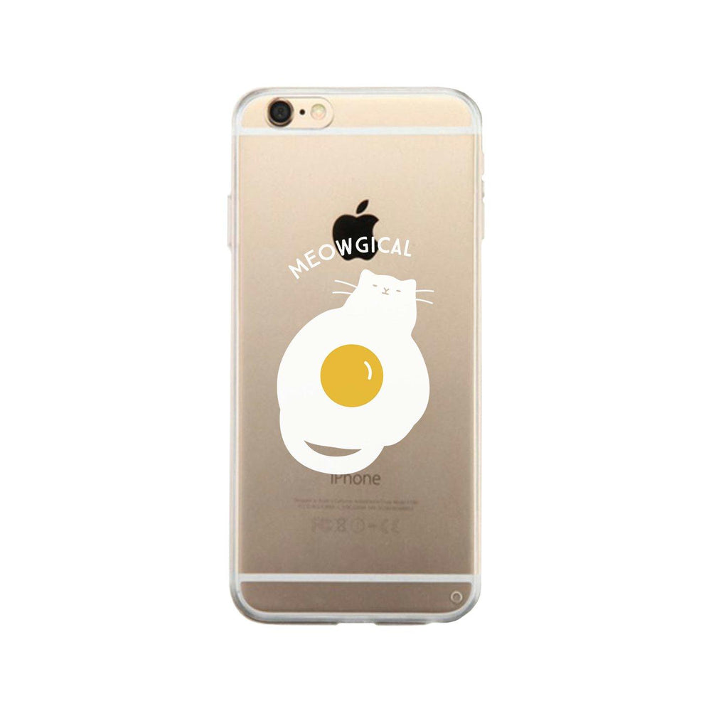 Meowgical Cat And Fried Egg Clear Phone Case